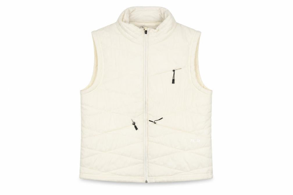 TCA Mens Ivory Full Zip Padded Waistcoat Bodywarmer L