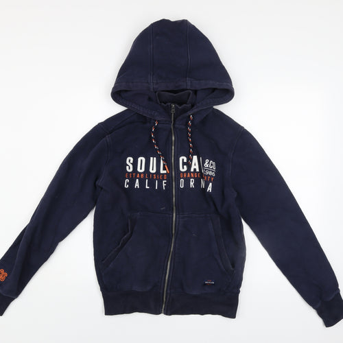 SoulCal & Co Men's Blue Hooded Full Zip Jacket Size S