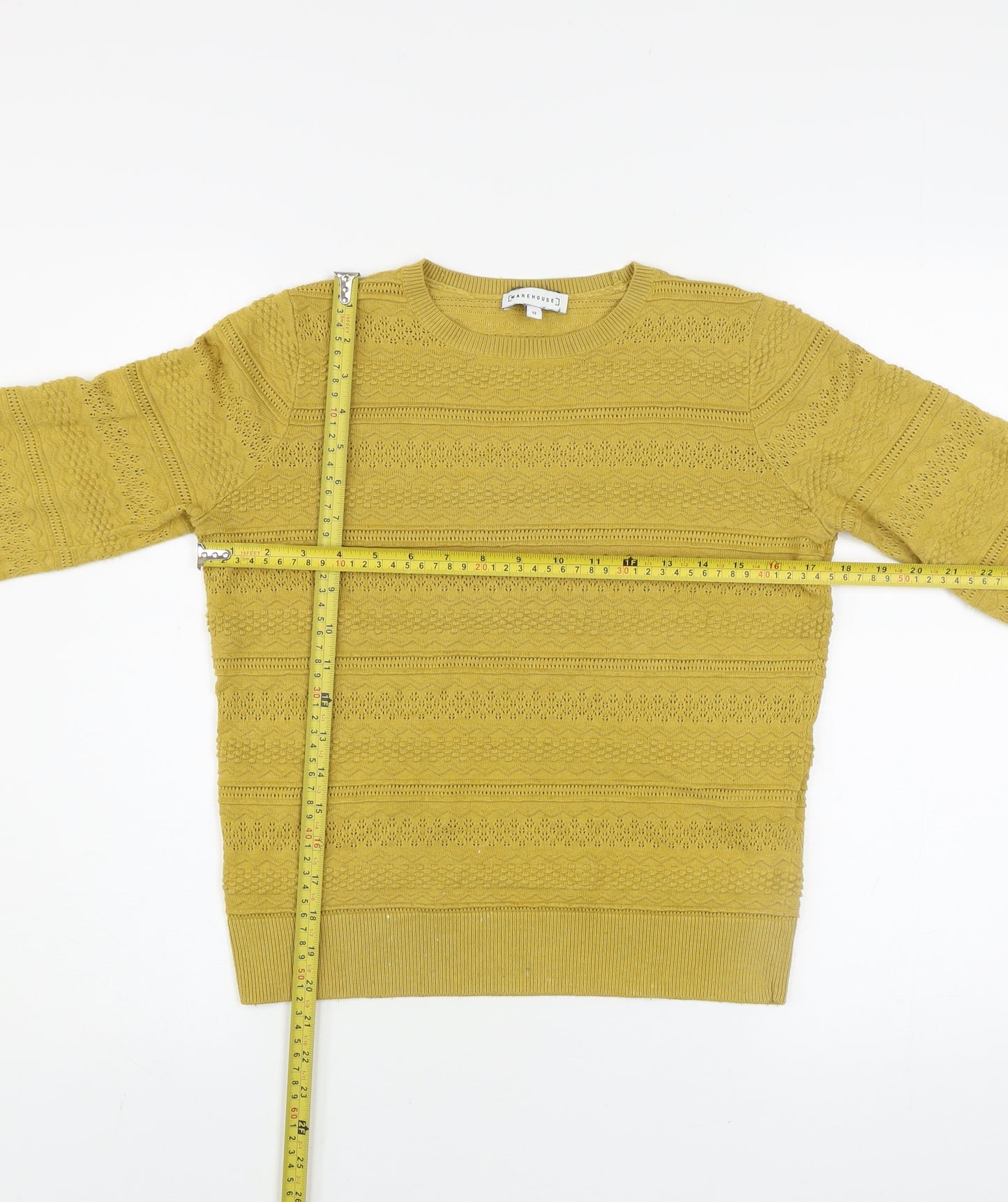 Warehouse Women’s Yellow Crew Neck Knit Jumper Size 12