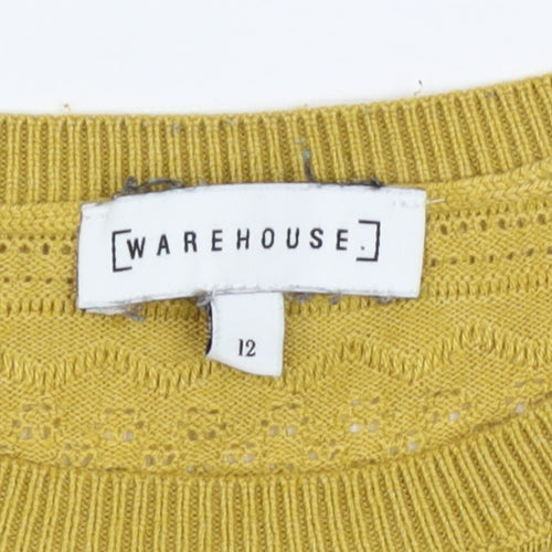 Warehouse Women’s Yellow Crew Neck Knit Jumper Size 12