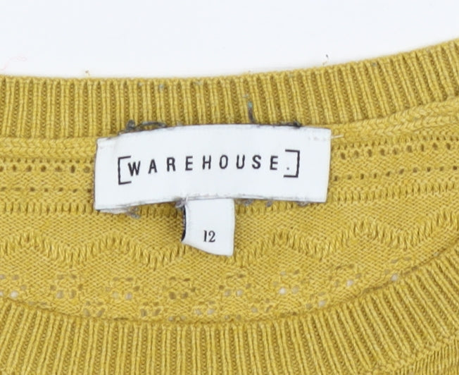 Warehouse Women’s Yellow Crew Neck Knit Jumper Size 12