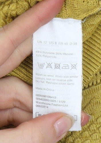 Warehouse Women’s Yellow Crew Neck Knit Jumper Size 12