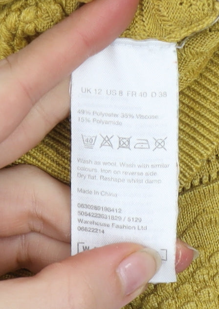 Warehouse Women’s Yellow Crew Neck Knit Jumper Size 12