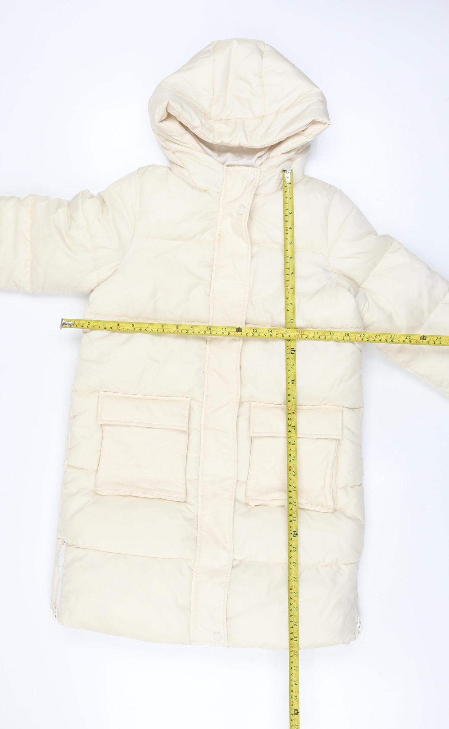 Marks and Spencer Girls Ivory Hooded Puffer Coat 9-10 Years Water Resistant