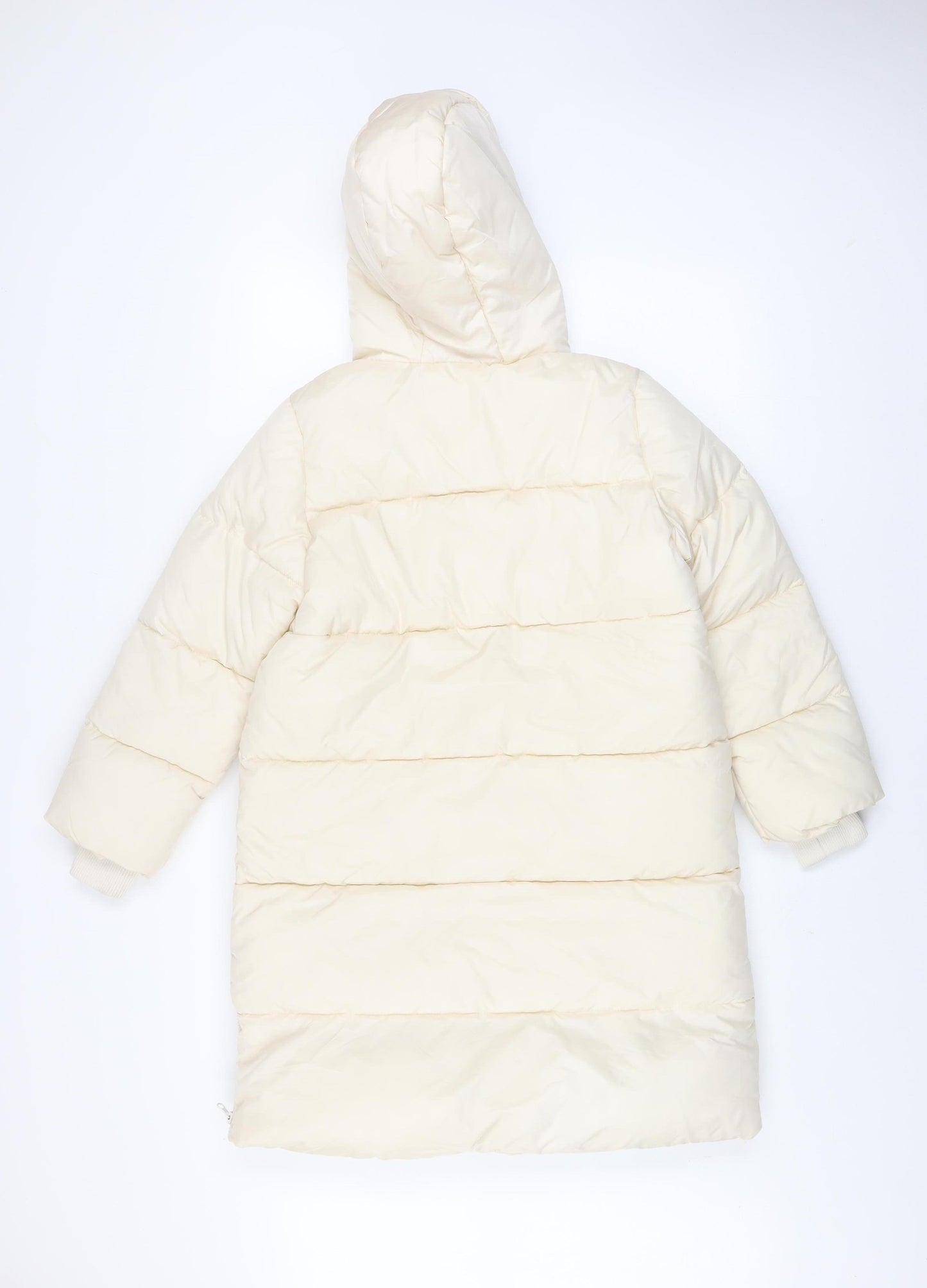 Marks and Spencer Girls Ivory Hooded Puffer Coat 9-10 Years Water Resistant