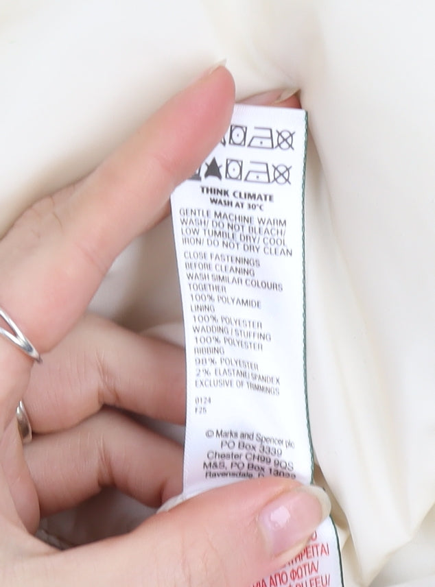 Marks and Spencer Girls Ivory Hooded Puffer Coat 9-10 Years Water Resistant