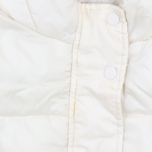 Marks and Spencer Girls Ivory Hooded Puffer Coat 9-10 Years Water Resistant