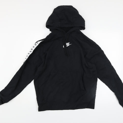 Nike Men’s Black Pullover Hoodie Medium Logo Sports Fleece