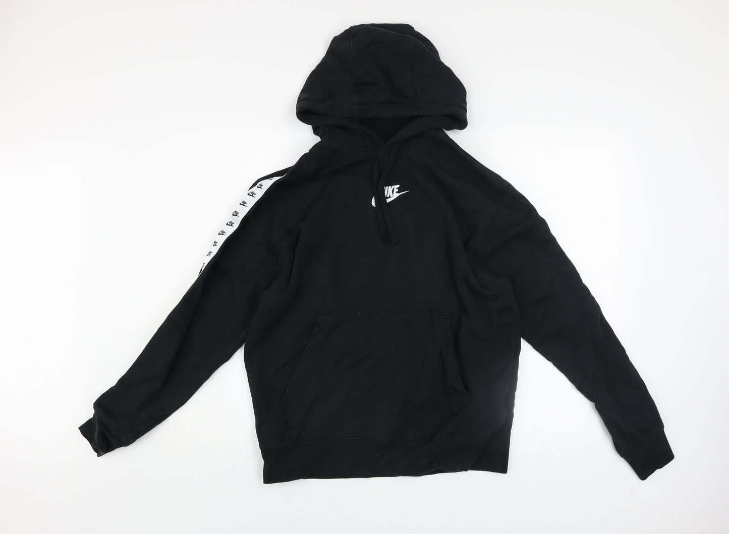 Nike Men’s Black Pullover Hoodie Medium Logo Sports Fleece