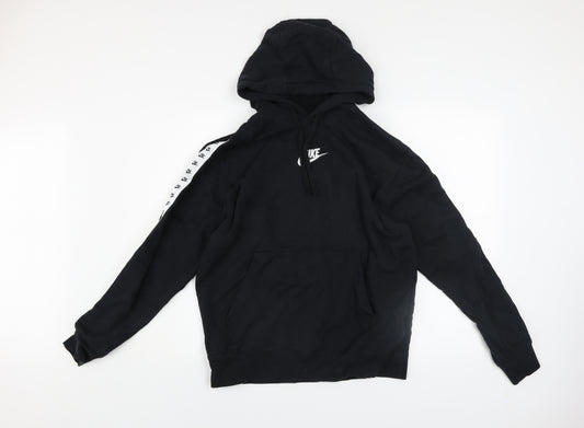 Nike Men’s Black Pullover Hoodie Medium Logo Sports Fleece