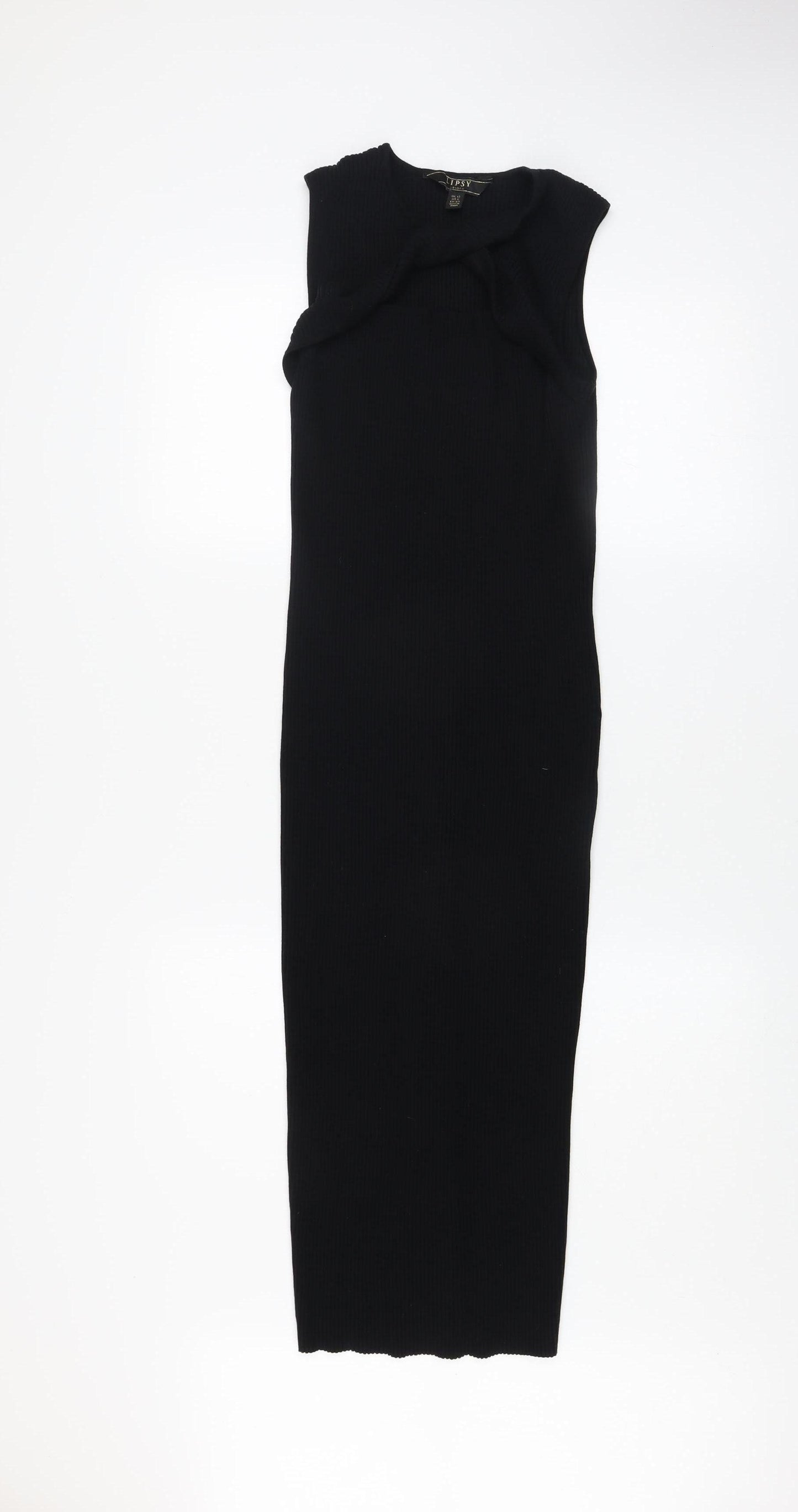 Lipsy Women Black Size 12 Sleeveless Bodycon Midi Dress