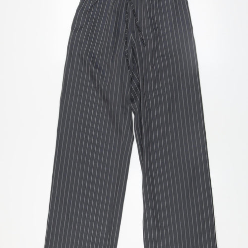 Saint Genies Womens Black Striped Wide-Leg Trousers XS