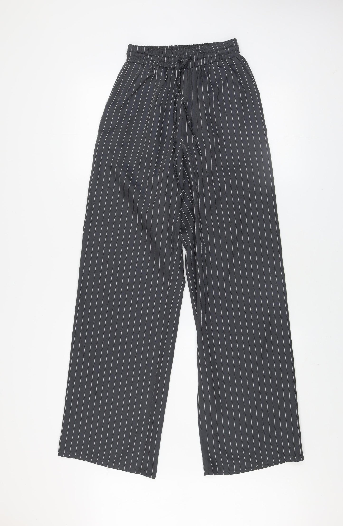 Saint Genies Womens Black Striped Wide-Leg Trousers XS