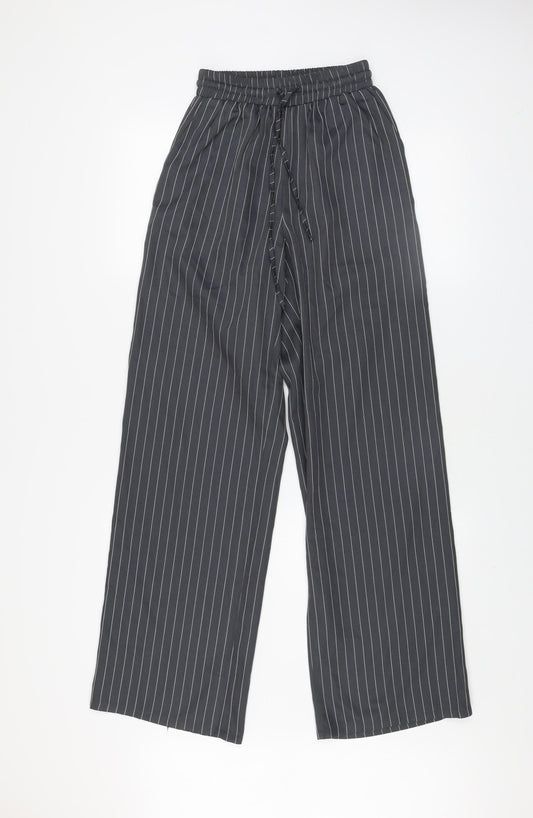Saint Genies Womens Black Striped Wide-Leg Trousers XS