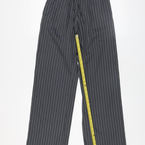 Saint Genies Womens Black Striped Wide-Leg Trousers XS