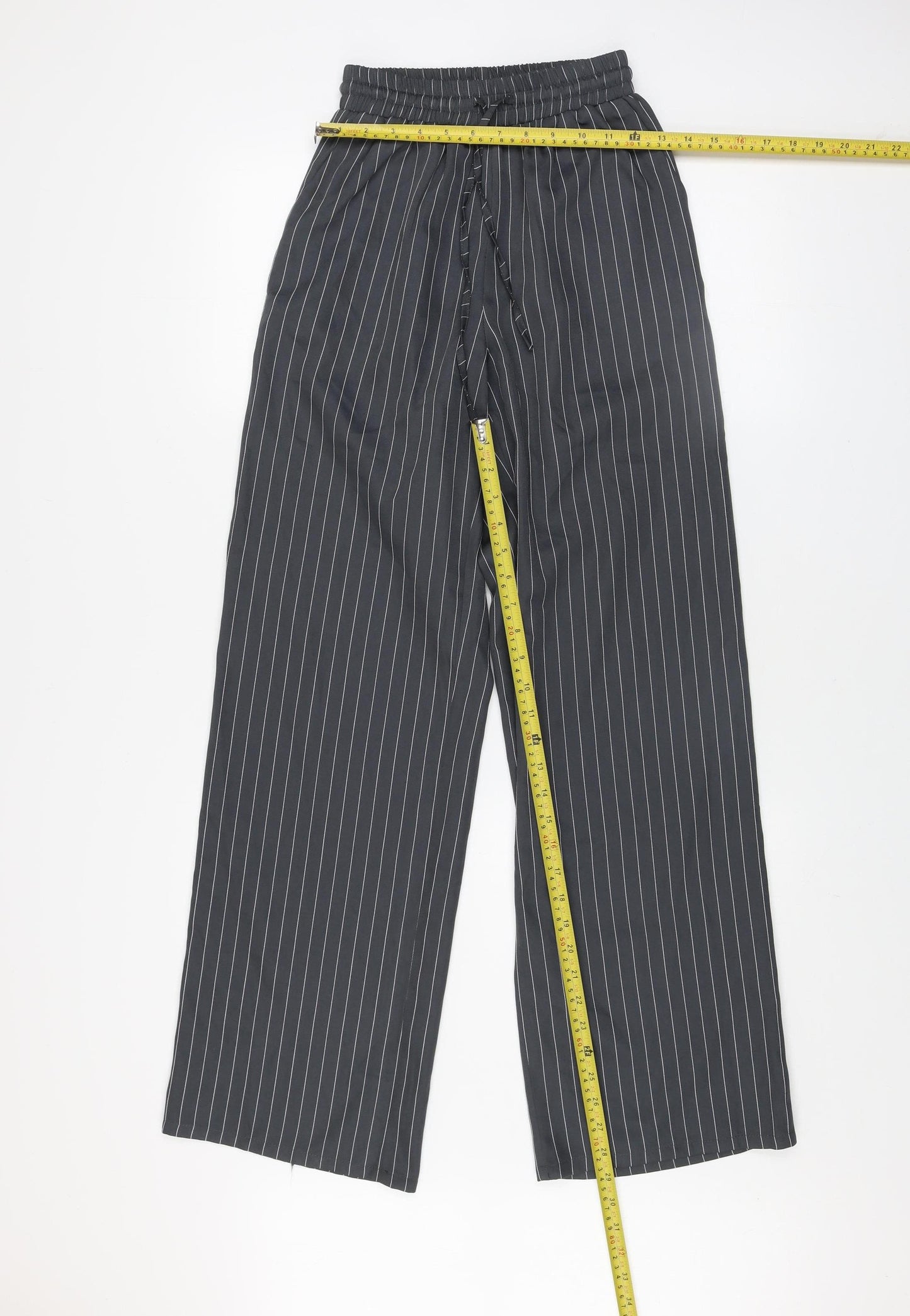 Saint Genies Womens Black Striped Wide-Leg Trousers XS