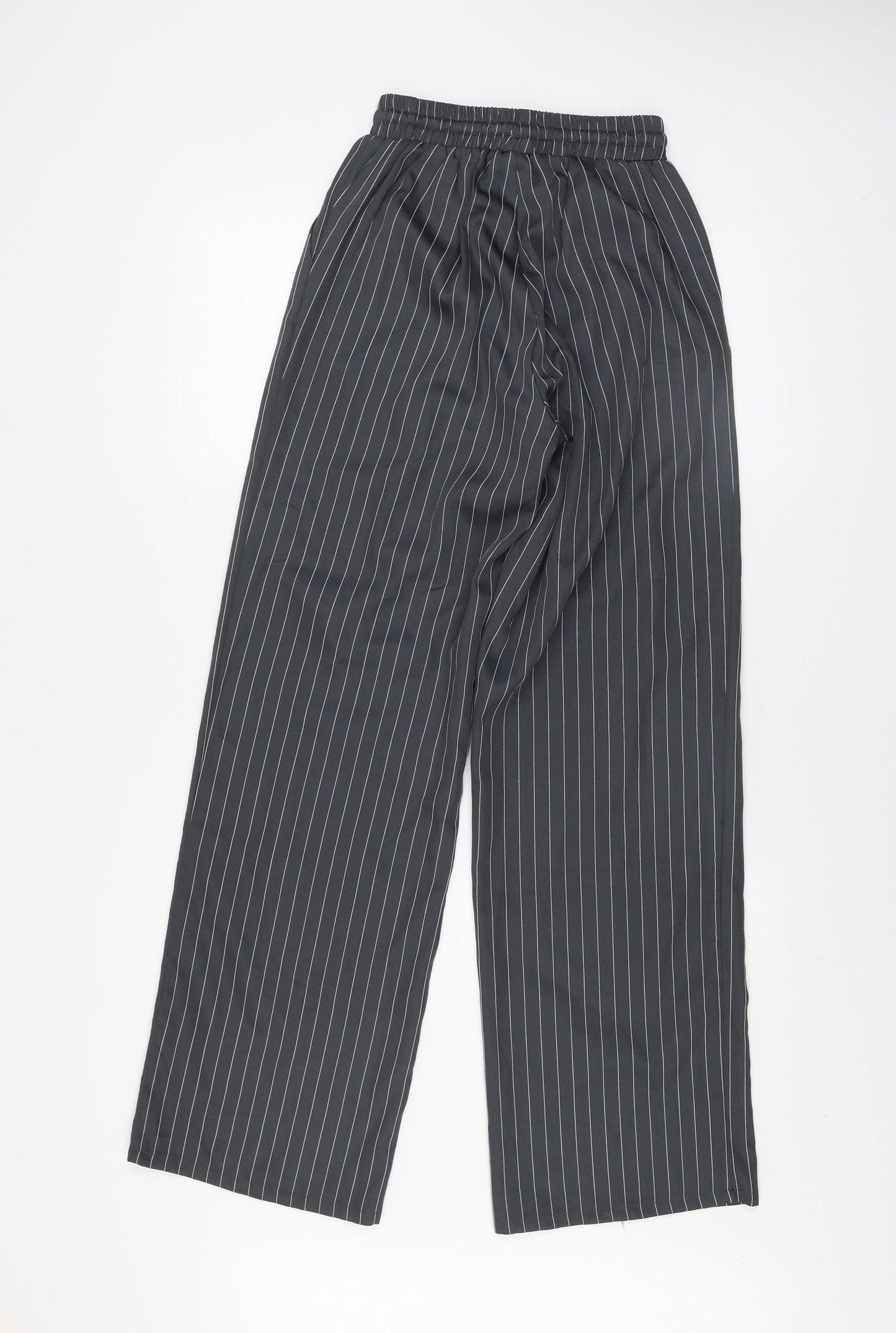 Saint Genies Womens Black Striped Wide-Leg Trousers XS