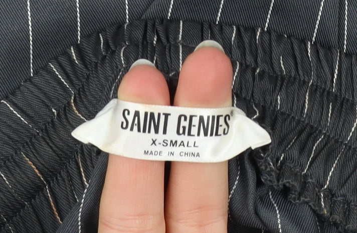 Saint Genies Womens Black Striped Wide-Leg Trousers XS