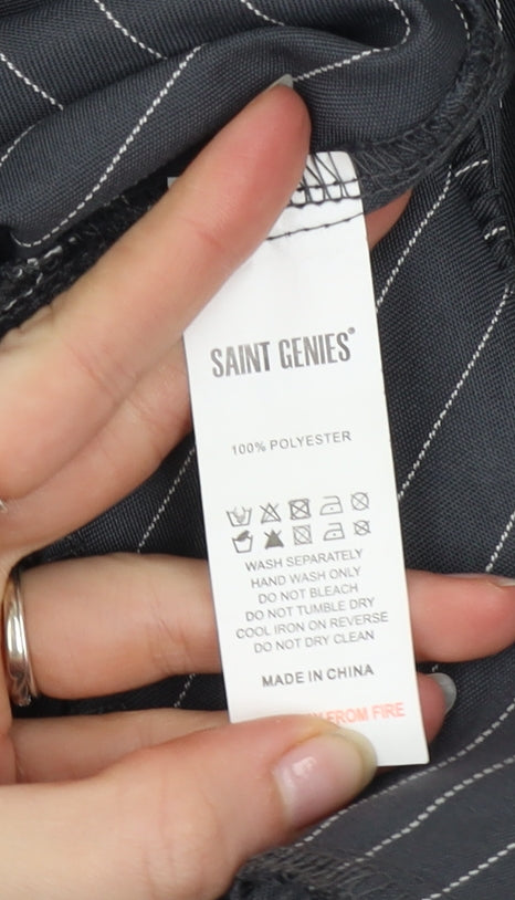 Saint Genies Womens Black Striped Wide-Leg Trousers XS