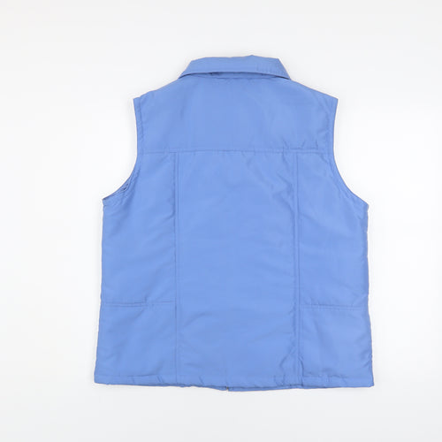 EWM Women Blue Floral Embroidered Zip Waistcoat Size 14