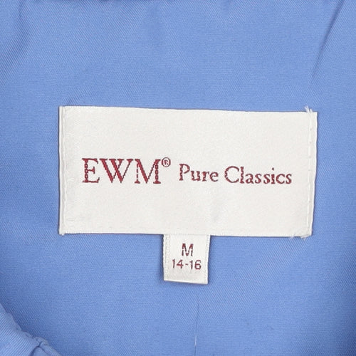 EWM Women Blue Floral Embroidered Zip Waistcoat Size 14