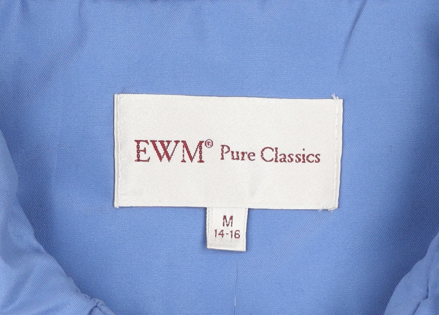 EWM Women Blue Floral Embroidered Zip Waistcoat Size 14