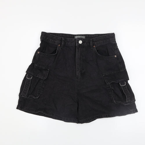 Primark Women’s Black High Rise Cargo Denim Shorts Size 12