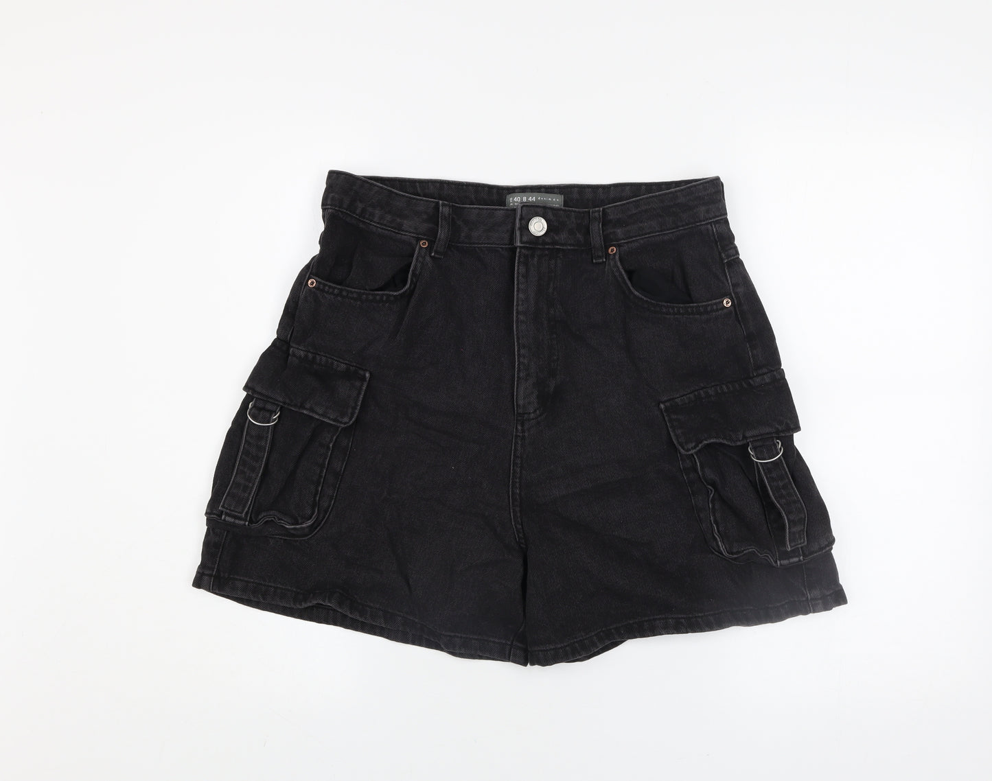 Primark Women’s Black High Rise Cargo Denim Shorts Size 12