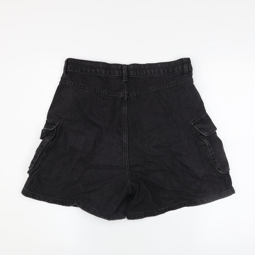 Primark Women’s Black High Rise Cargo Denim Shorts Size 12