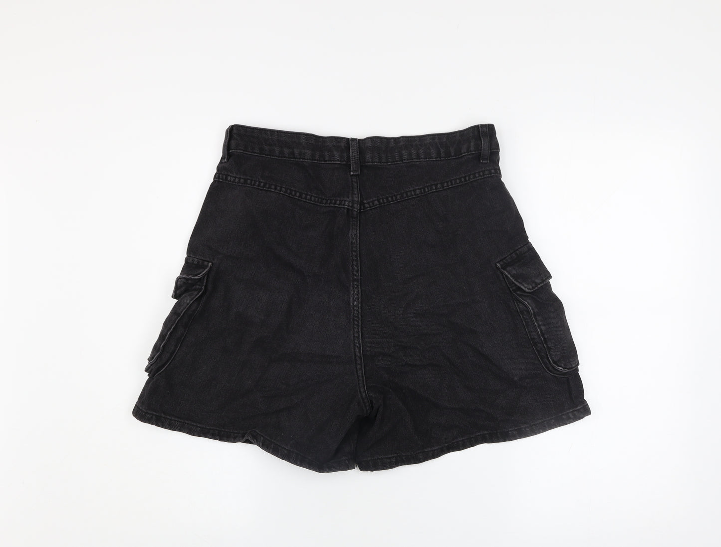 Primark Women’s Black High Rise Cargo Denim Shorts Size 12