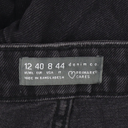 Primark Women’s Black High Rise Cargo Denim Shorts Size 12