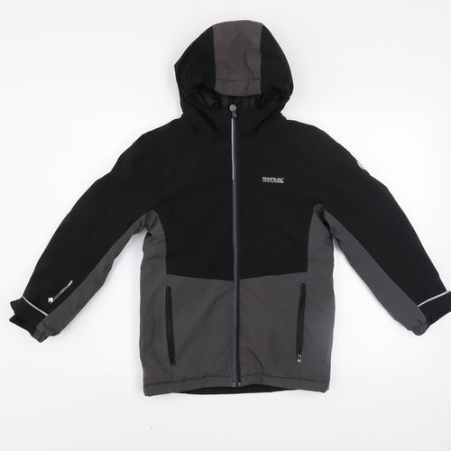 Regatta Boys Black 9-10 Years Hooded Waterproof Puffer Jacket