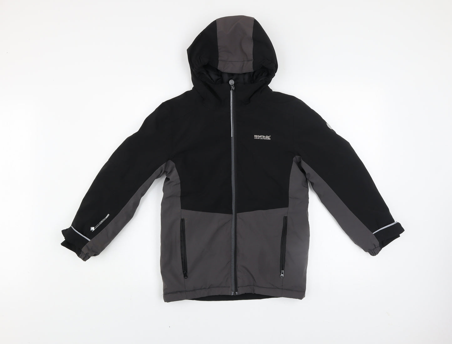 Regatta Boys Black 9-10 Years Hooded Waterproof Puffer Jacket