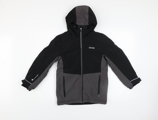 Regatta Boys Black 9-10 Years Hooded Waterproof Puffer Jacket