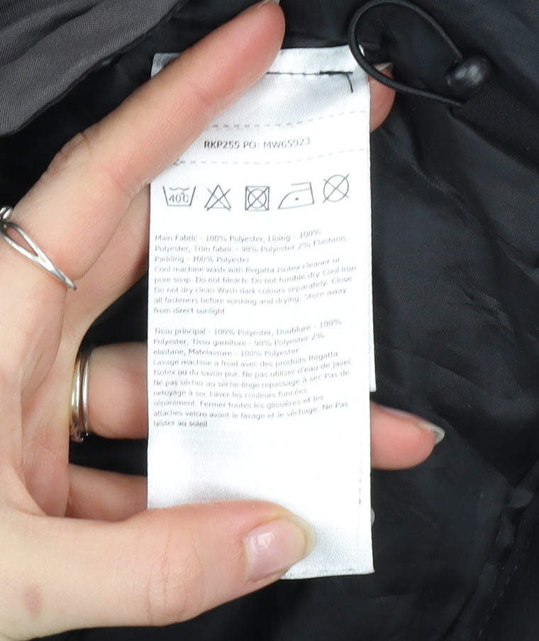 Regatta Boys Black 9-10 Years Hooded Waterproof Puffer Jacket