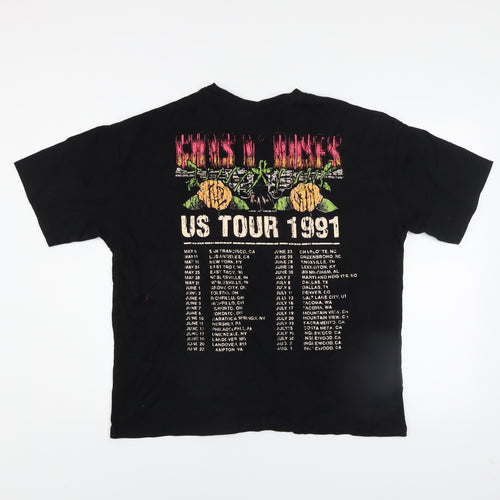 Guns N' Roses Women's Black Tour 1991 Graphic T-Shirt Size M