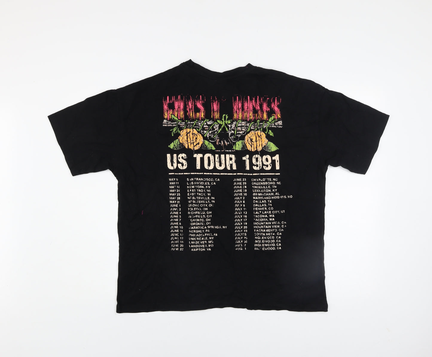 Guns N' Roses Women's Black Tour 1991 Graphic T-Shirt Size M