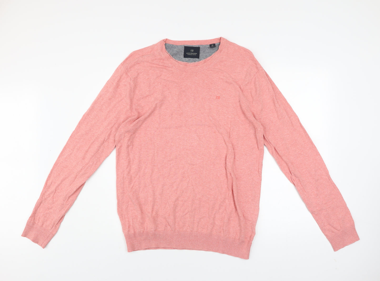 Scotch & Soda Men’s Pink Cotton Crew Neck Jumper XL Regular Fit
