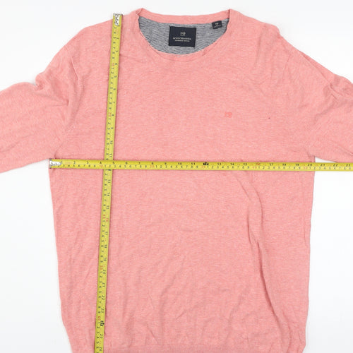 Scotch & Soda Men’s Pink Cotton Crew Neck Jumper XL Regular Fit