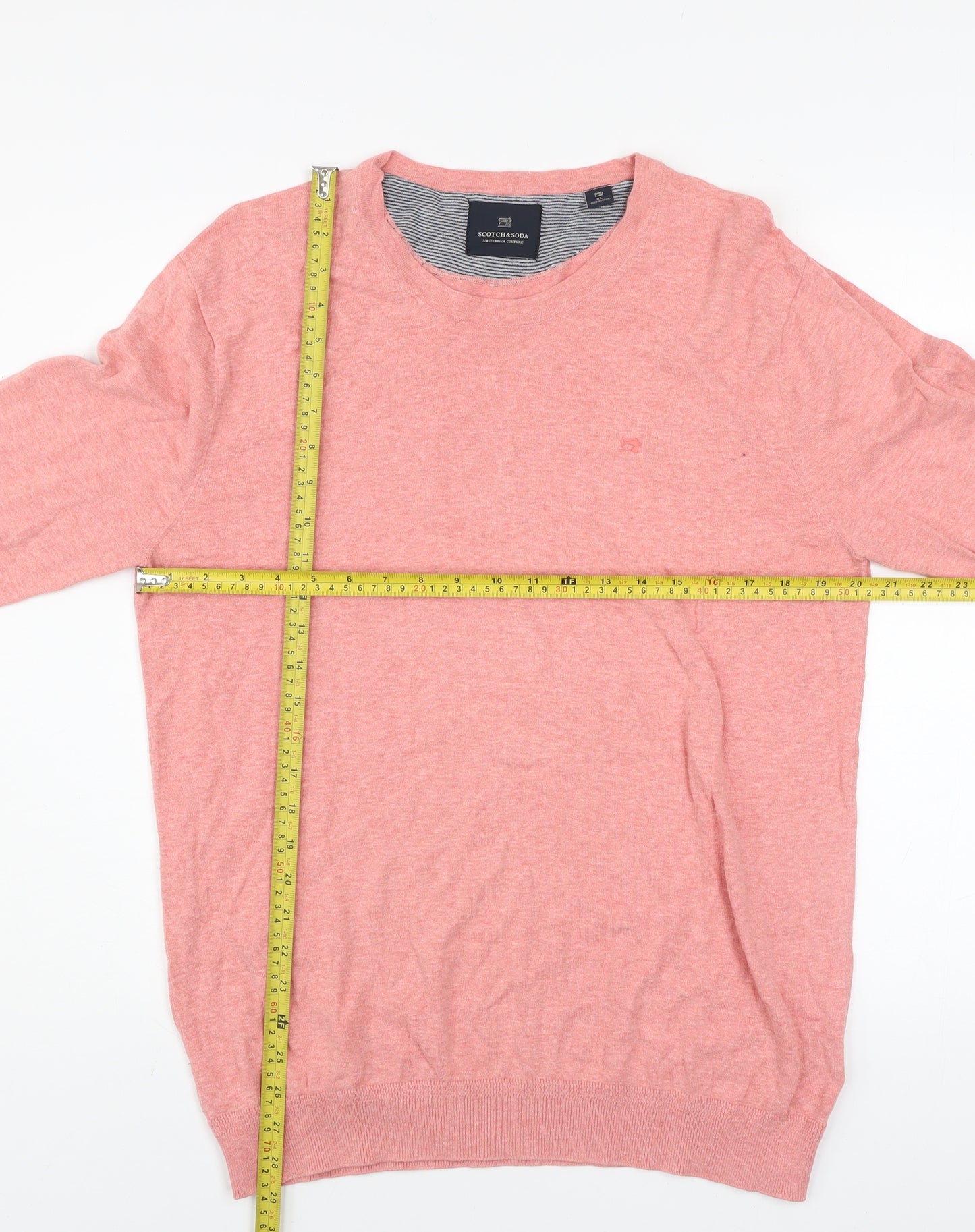 Scotch & Soda Men’s Pink Cotton Crew Neck Jumper XL Regular Fit