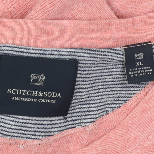 Scotch & Soda Men’s Pink Cotton Crew Neck Jumper XL Regular Fit