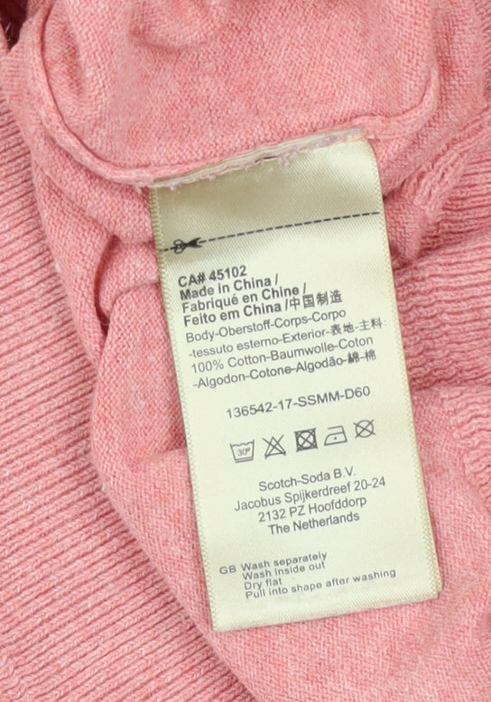 Scotch & Soda Men’s Pink Cotton Crew Neck Jumper XL Regular Fit