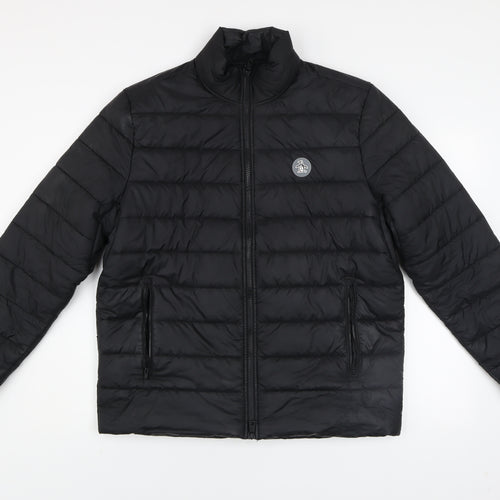 Original Penguin Men's Black Puffer Jacket M Full Zip Winter Coat
