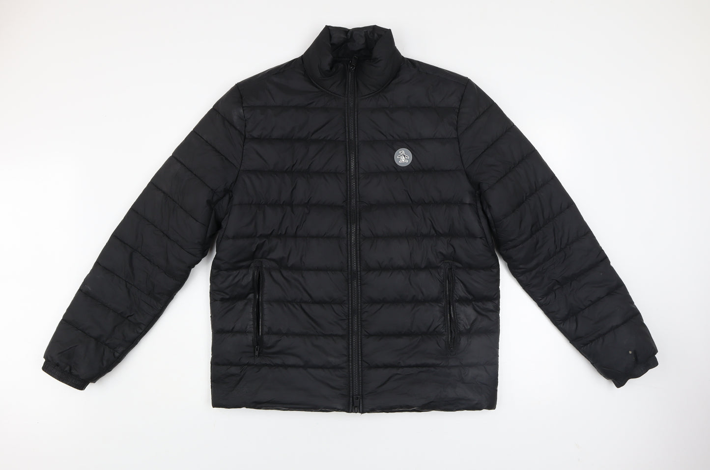 Original Penguin Men's Black Puffer Jacket M Full Zip Winter Coat