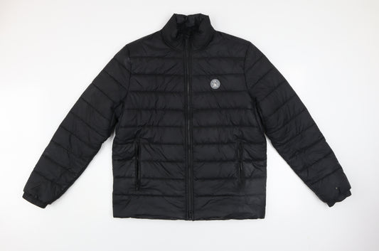 Original Penguin Men's Black Puffer Jacket M Full Zip Winter Coat