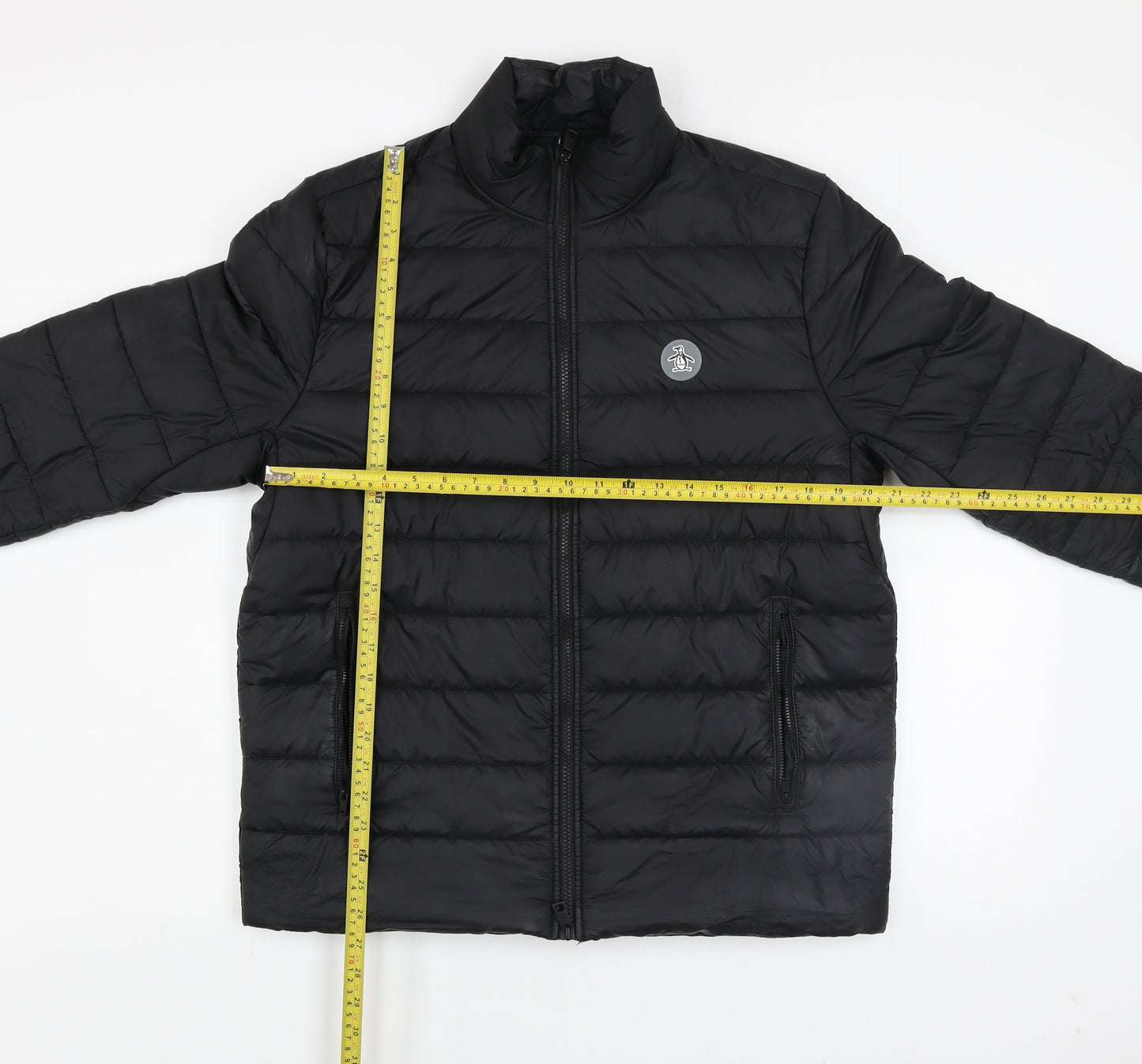 Original Penguin Men's Black Puffer Jacket M Full Zip Winter Coat