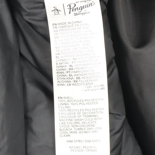 Original Penguin Men's Black Puffer Jacket M Full Zip Winter Coat