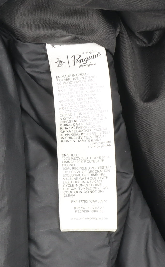 Original Penguin Men's Black Puffer Jacket M Full Zip Winter Coat