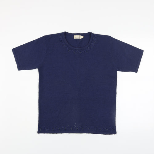 Bonmarché Women's Blue Short Sleeve Knit Beaded T-Shirt Size S