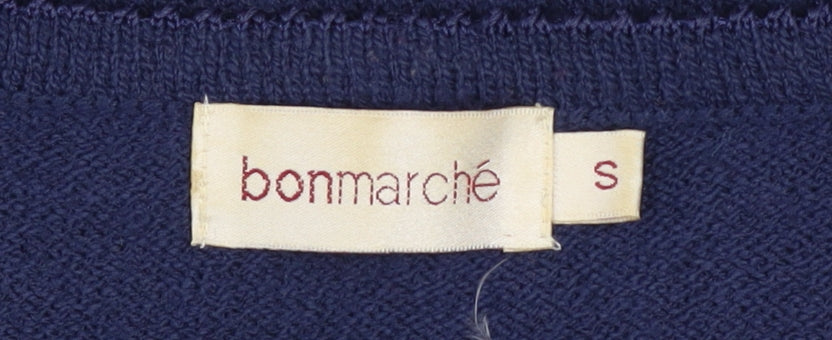 Bonmarché Women's Blue Short Sleeve Knit Beaded T-Shirt Size S